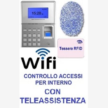 SISTEMA DI CONTROLLO ACCESSI PER INTERNO, WI-FI, CON LETTORE DI IMPRONTE DIGITALI E DI TESSERE, MOD. SVAR2-FINGER/WIFI, CON SOFTWARE E SERVIZIO DI TELEASSISTENZA PER L'INSTALLAZIONE